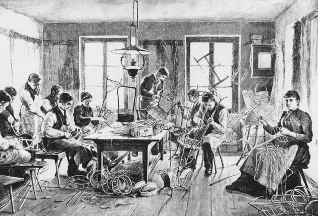Korbmöbelwerkstätte um 1820